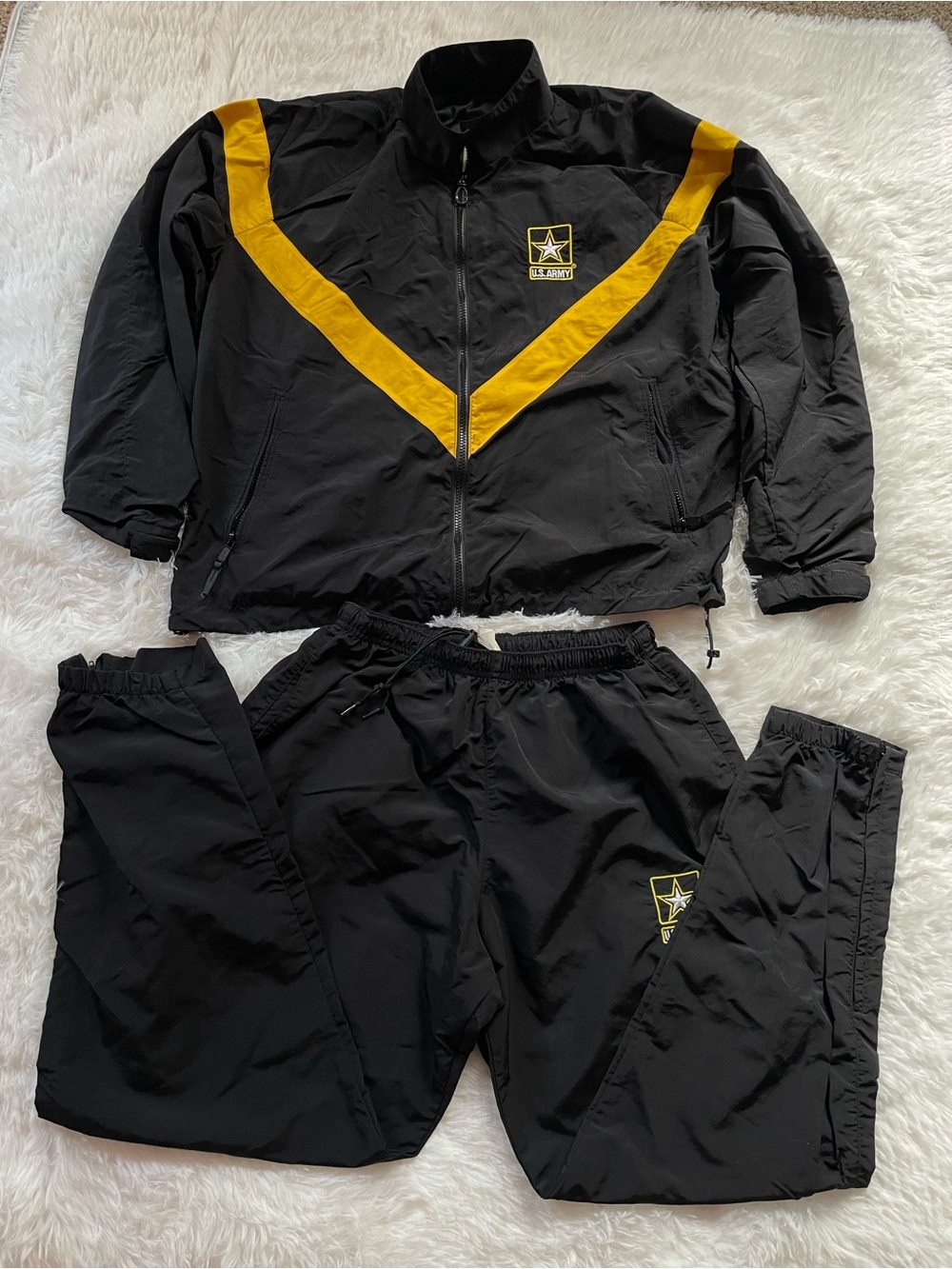 U.S. Army Black and Yellow Chevron Track Jacket and Pants size M